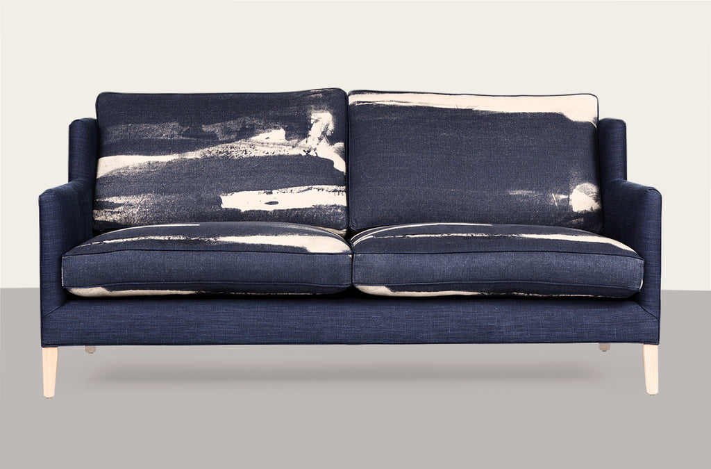 Arthur G lounge upholstered in ClothFabric ironbark indigo