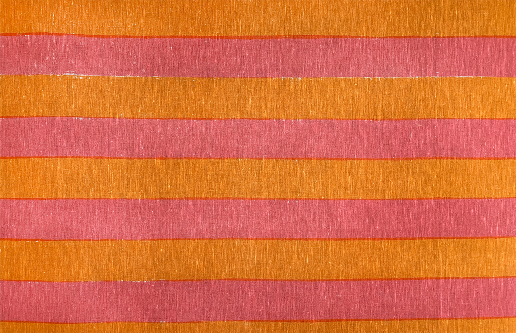 Floorboard Stripe Pink Orange midweight linen cut piece - 75cm x 150cm