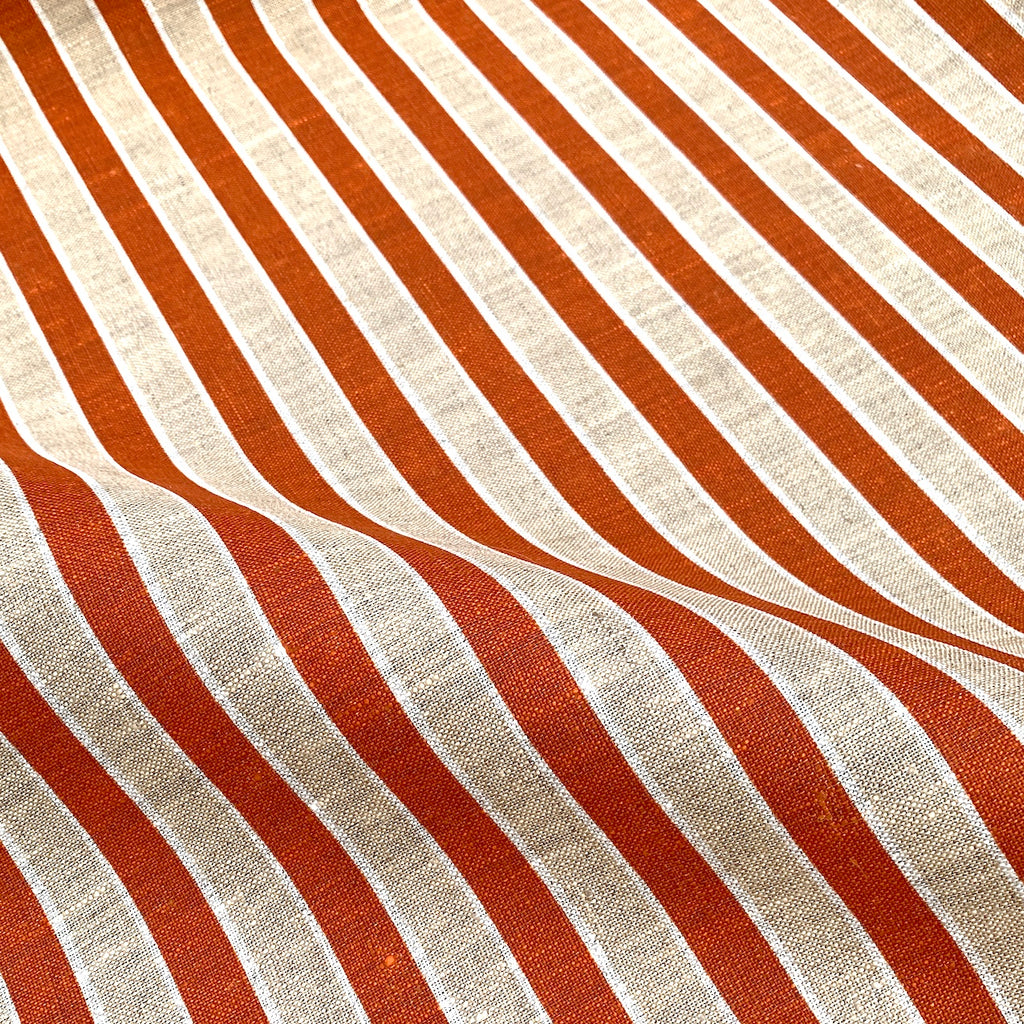 Stripes Copper Sand - midweight linen fat quarter