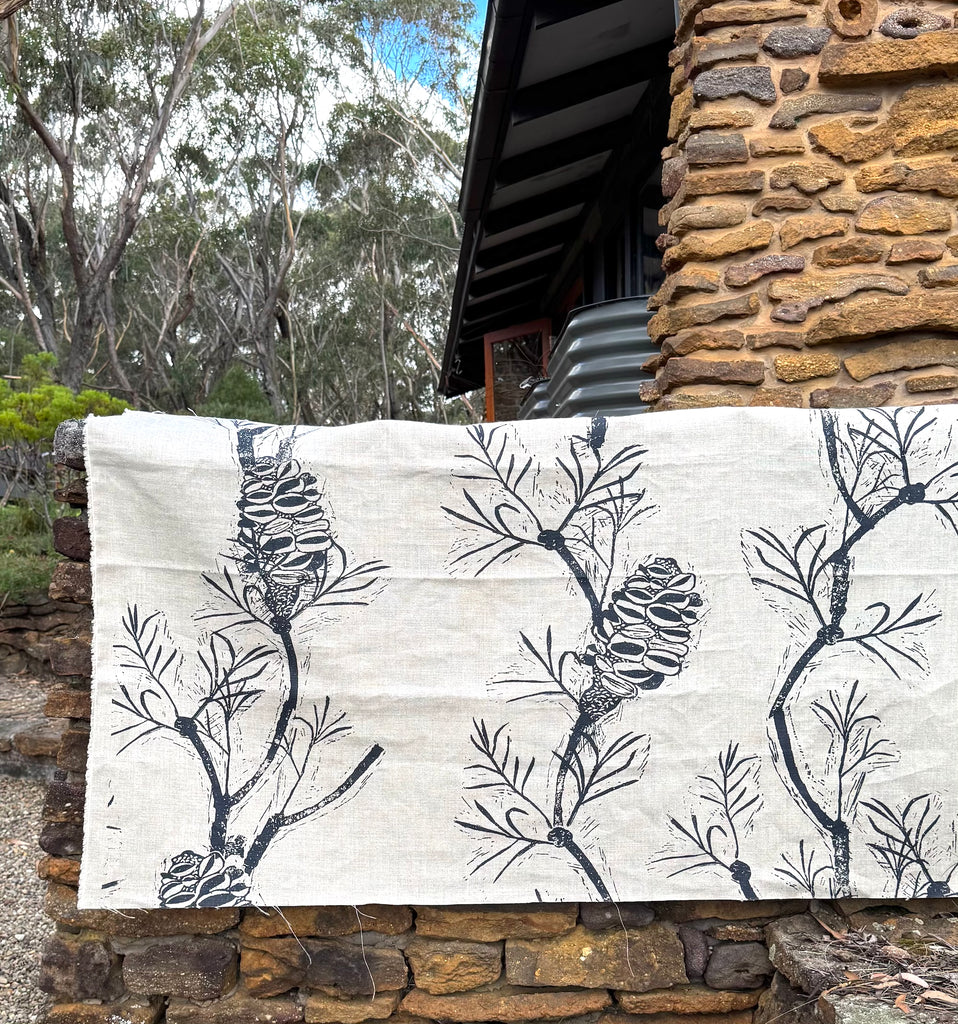 Banksia Indigo Black - heavyweight linen cut piece 100cm x 140cm