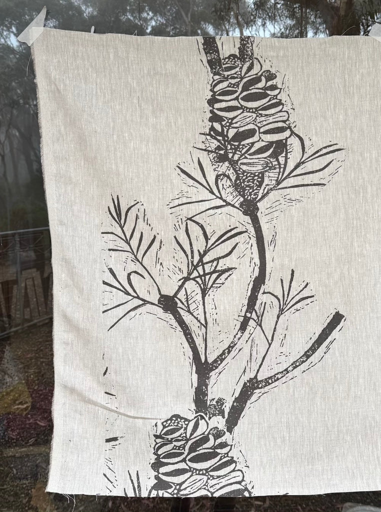 Banksia Charcoal - midweight linen cut piece 74cm x 54cm