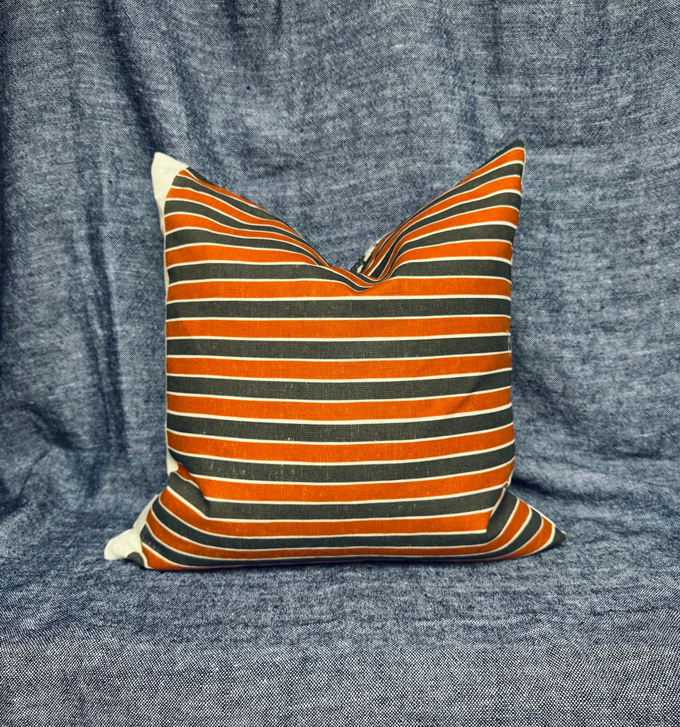 Banksia Charcoal + Copper Stripe cushion cover