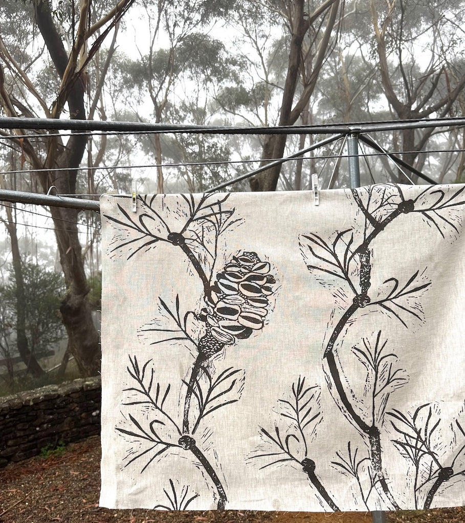 Banksia Charcoal - midweight linen cut piece 73cm x 93cm