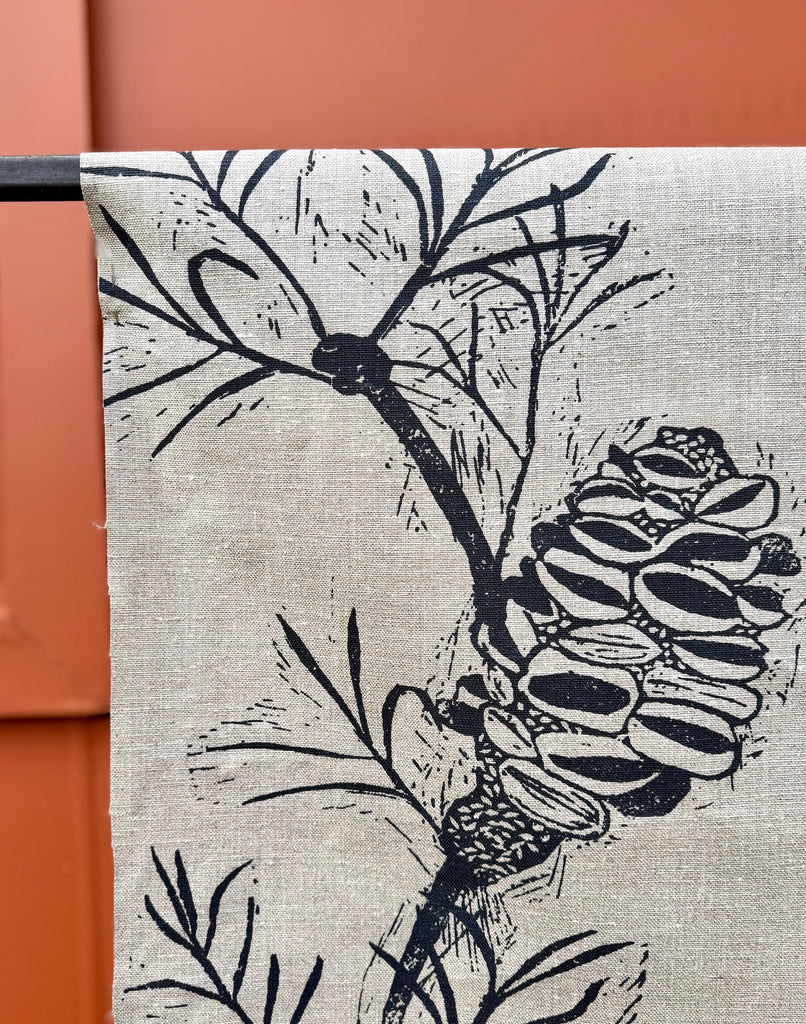 Banksia Indigo Black - heavyweight linen cut piece 116cm x 84cm