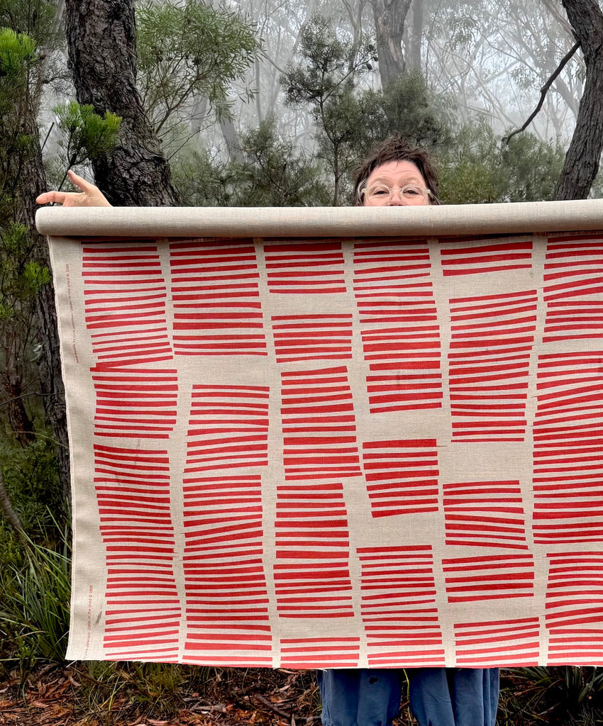 Boardwalk Red Rust - heavyweight linen cut piece 51cm x 140cm