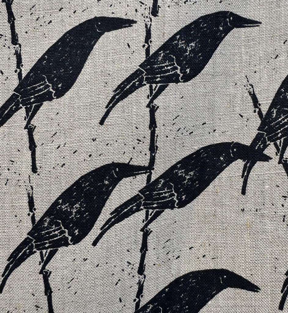 Currawong Black - midweight linen cut piece 75cm x 103cm