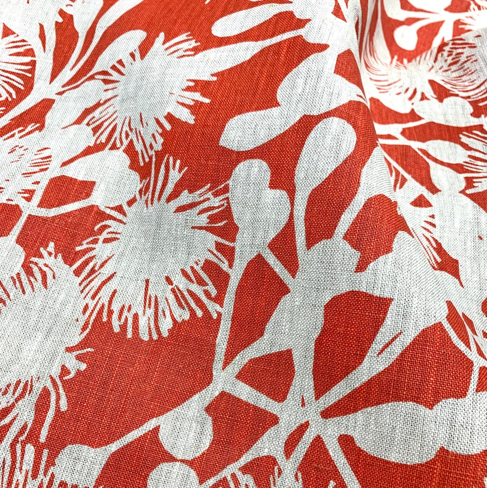 Gumblossom Scarlet - midweight linen fat quarter