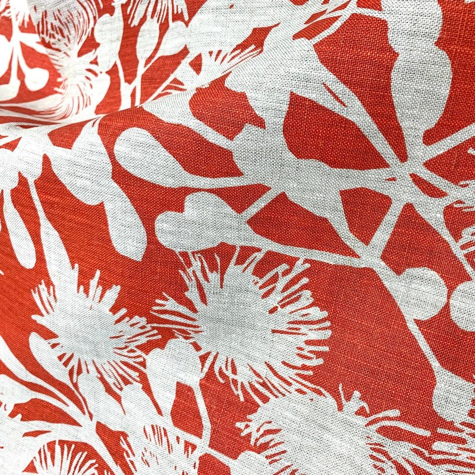 Gumblossom Scarlet - midweight linen cut piece 100cm x 74cm