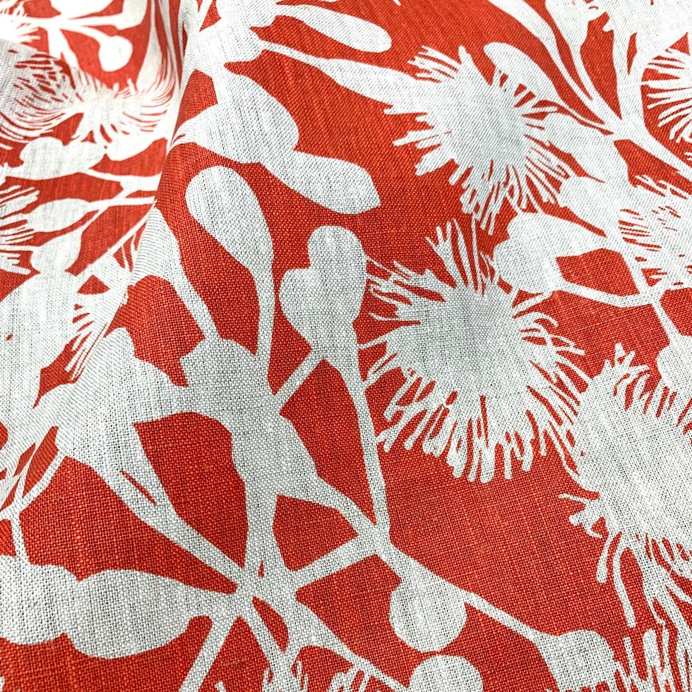 Gumblossom Scarlet - midweight linen cut piece 75cm x 148cm