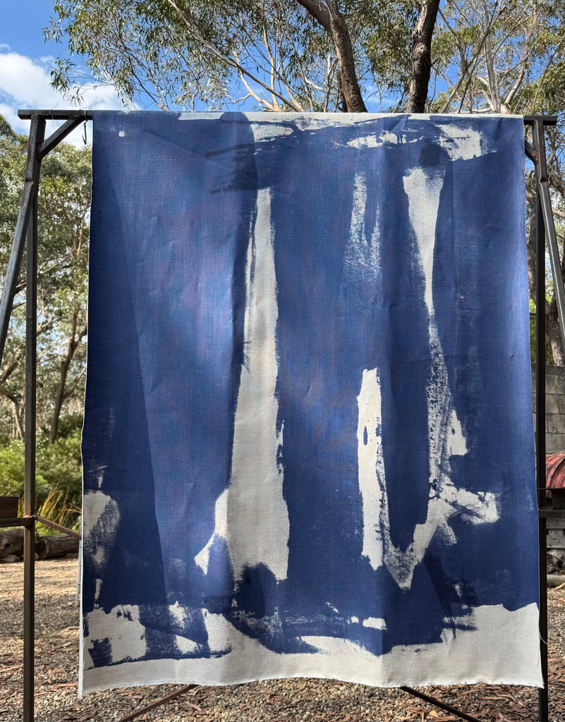 Ironbark Inky - heavyweight linen cut piece 109cm x 140cm