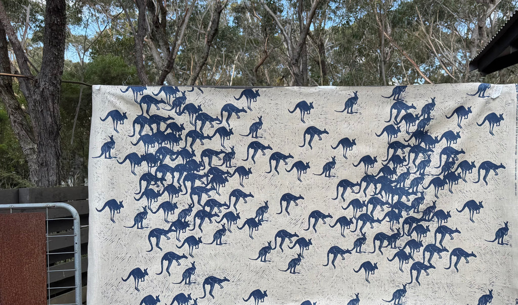 Kangaroo Run Inky - midweight linen cut piece 75cm x 148cm