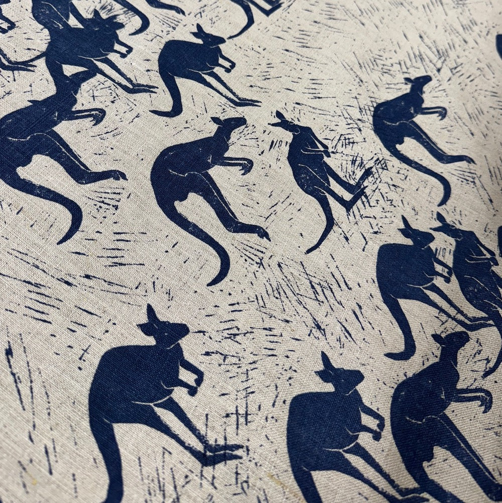 Kangaroo Run Inky - midweight linen cut piece 75cm x 148cm