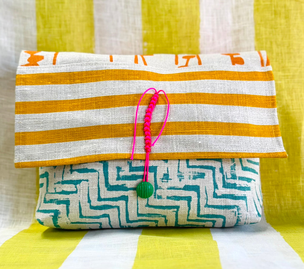 Paterson Project Pouch - Stripe Yellow + Thatch Turquoise