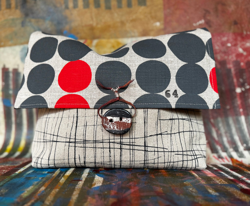 Paterson Project Pouch - Spots Charcoal + Scratchy Charcoal + Box Red