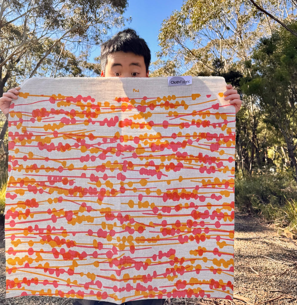Pod Golden Pink - heavyweight linen cut piece 75cm x 72cm