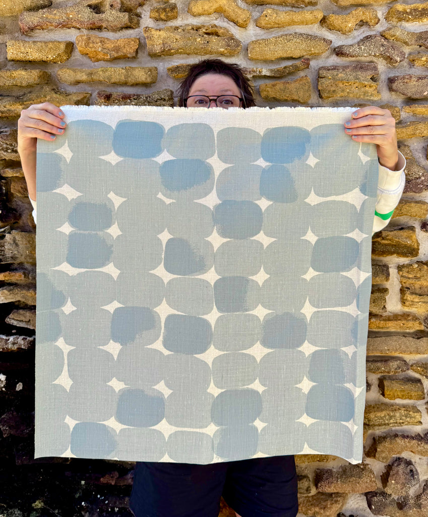 Stoney Blue Opal - heavyweight linen cut piece 69cm x 138cm