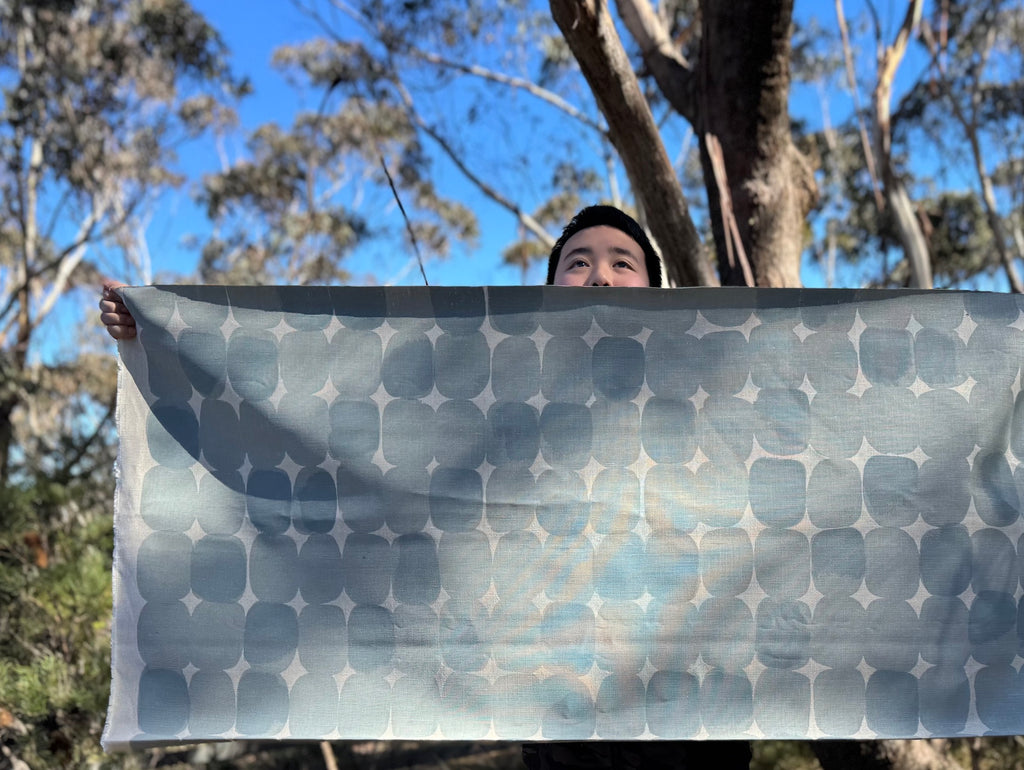 Stoney Blue Opal - heavyweight linen cut piece 69cm x 138cm