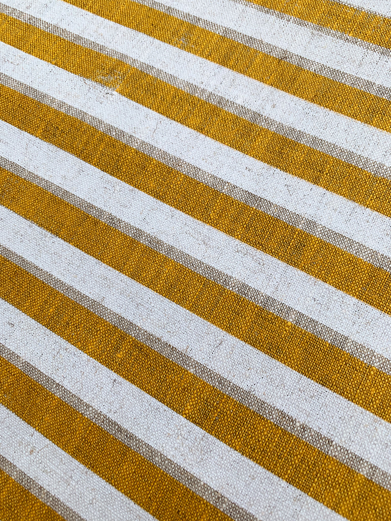 Stripes Golden White #85 - midweight linen on the roll