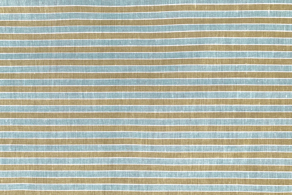 Stripes Khaki Surf - midweight linen cut piece 61cm x 73cm