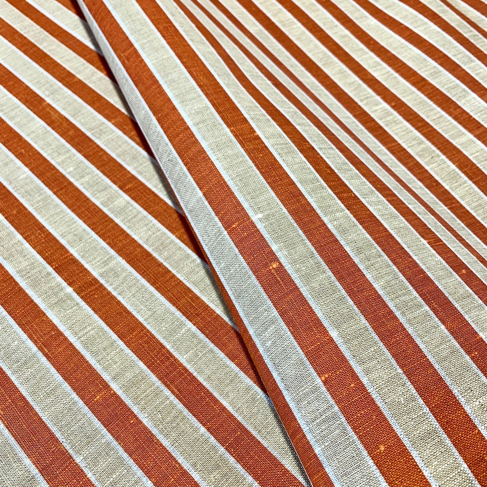 Stripes Copper Sand - midweight linen cut piece 34cm x 148cm