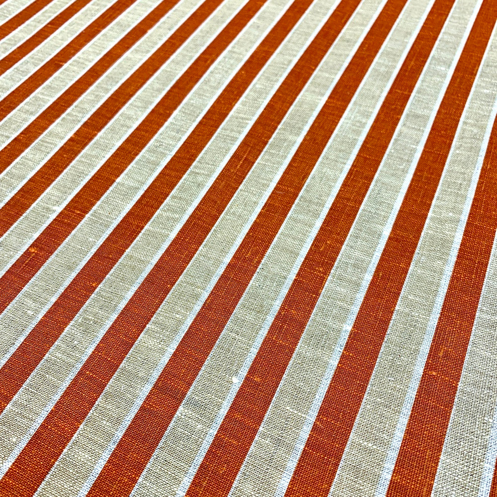 Stripes Copper Sand - midweight linen fat quarter