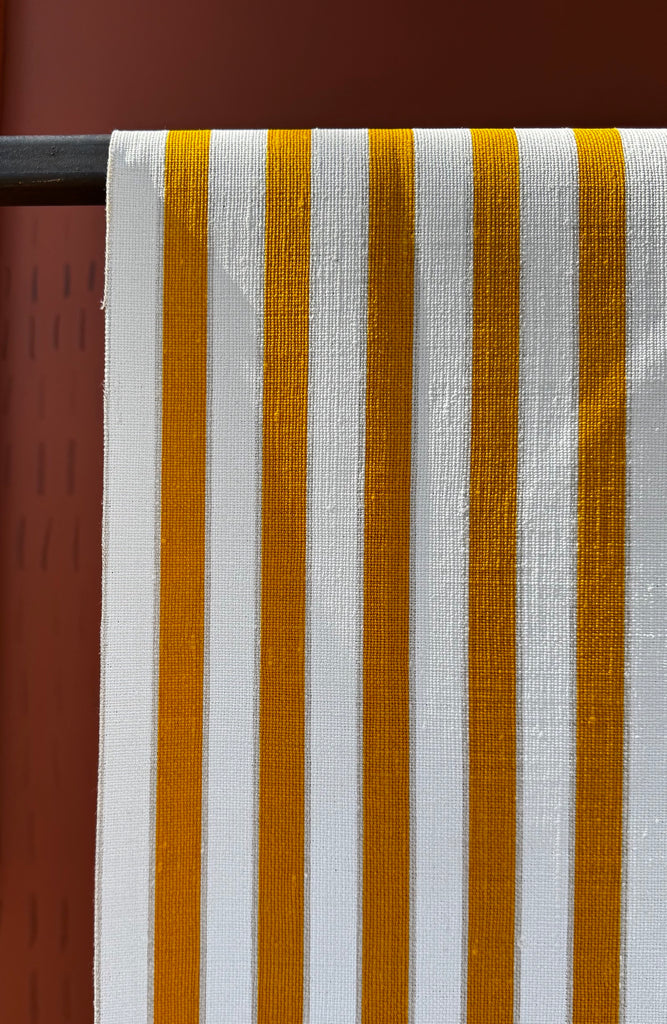 Stripes Golden White - heavyweight linen cut piece 78cm x 136cm