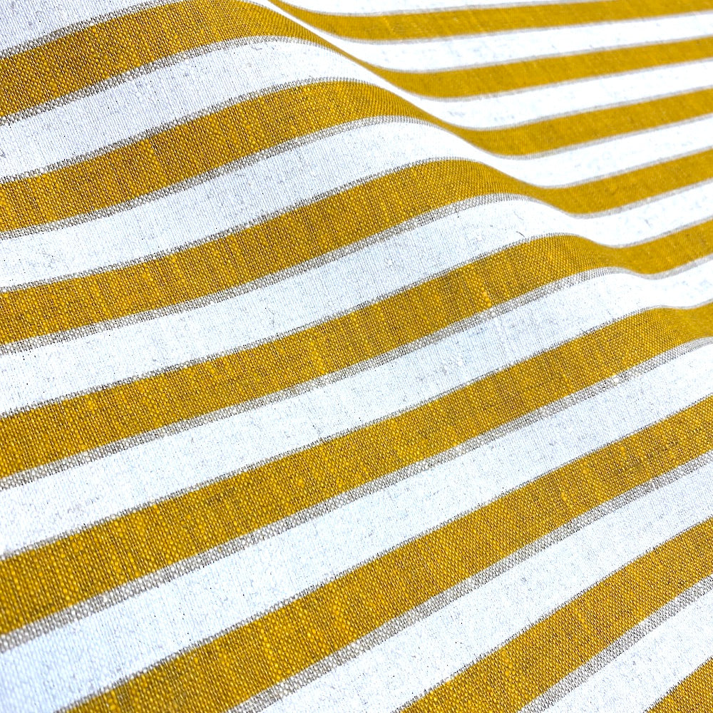Stripes Golden White - midweight linen cut piece 56cm x 150cm