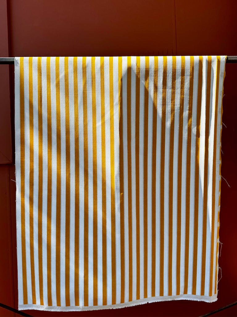 Stripes Golden White - heavyweight linen cut piece 78cm x 136cm