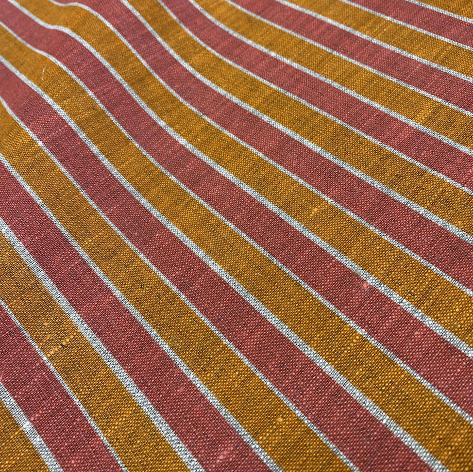 Stripes Pink Orange - midweight linen cut piece 34cm x 148cm