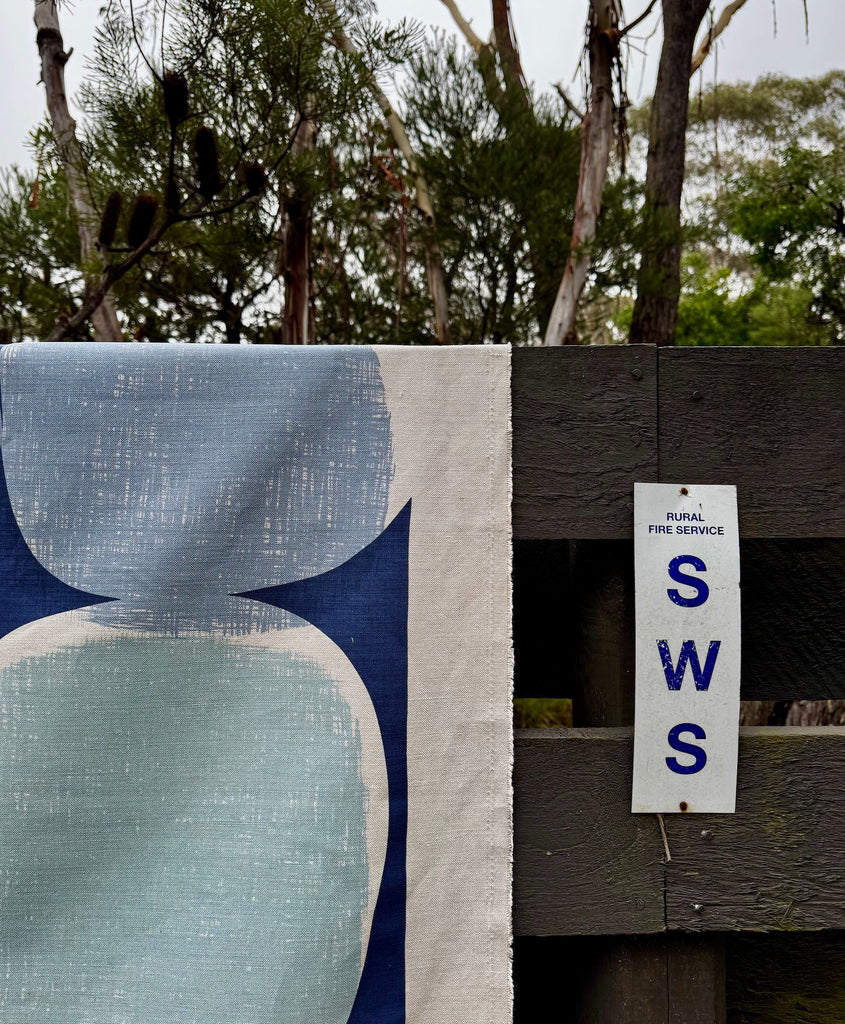 Two Up Blueprint - midweight linen cut piece 120cm x 145cm