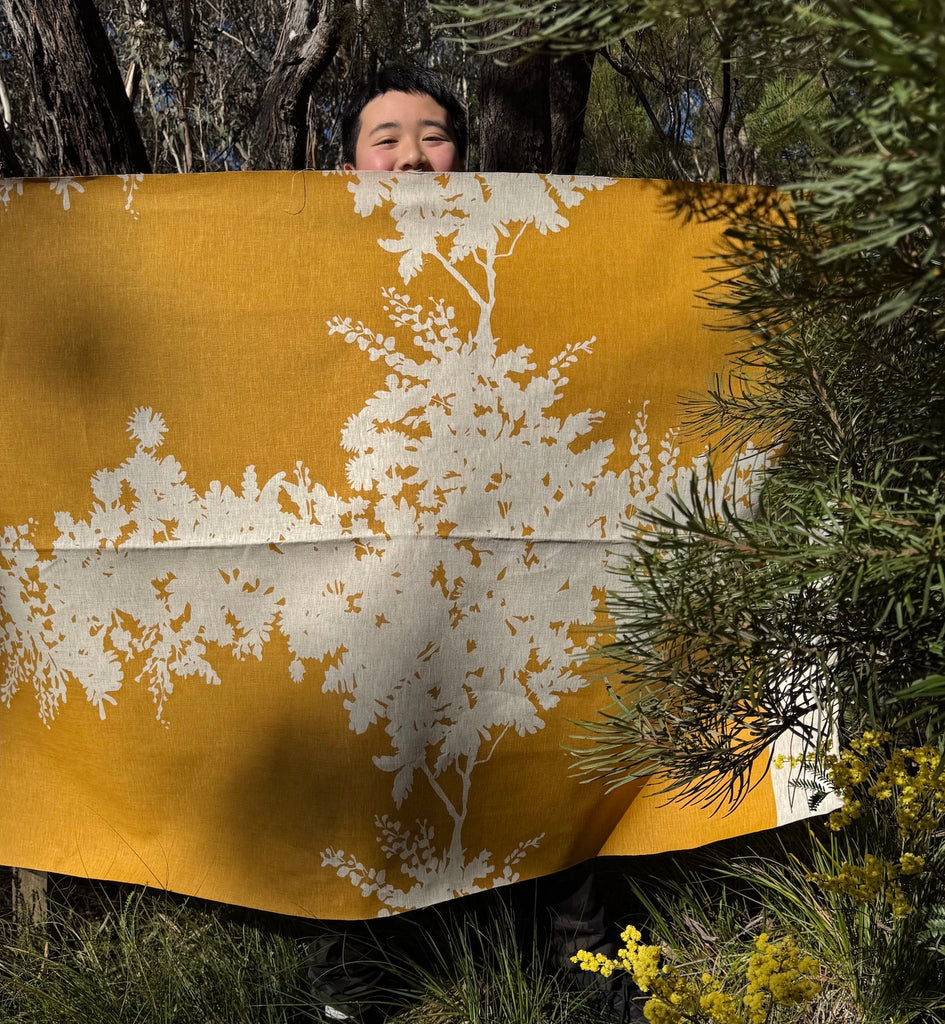 Wattle Old Gold - midweight linen cut piece 100cm x 148cm