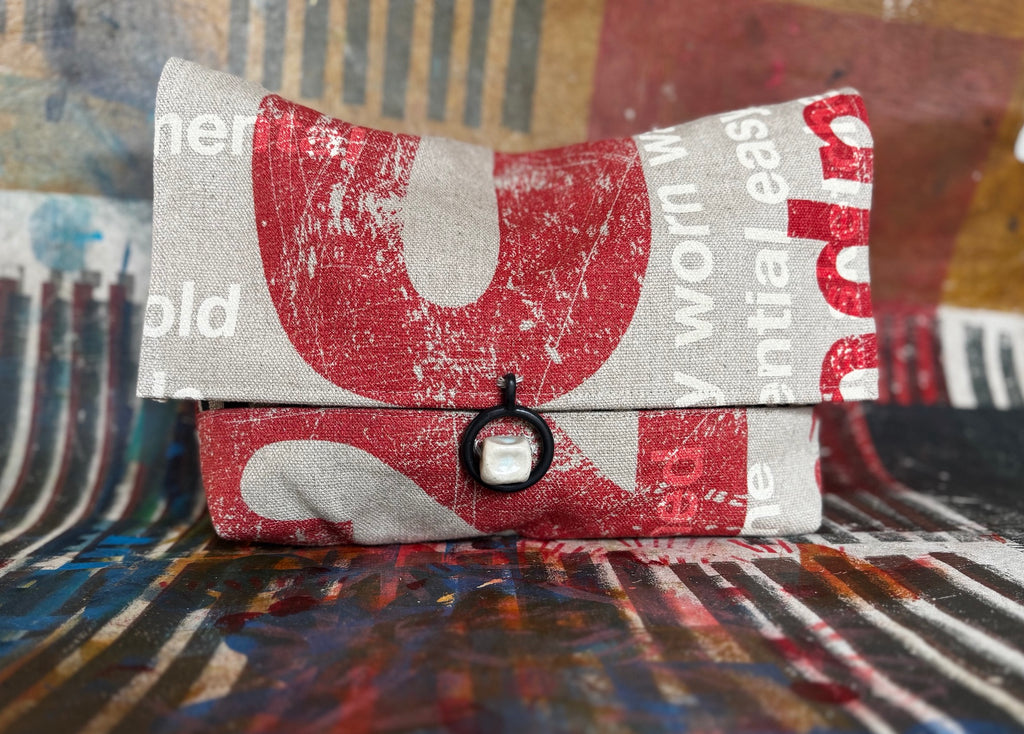 Paterson Project Pouch - Words Red Rust + Boardwalk Indigo Black