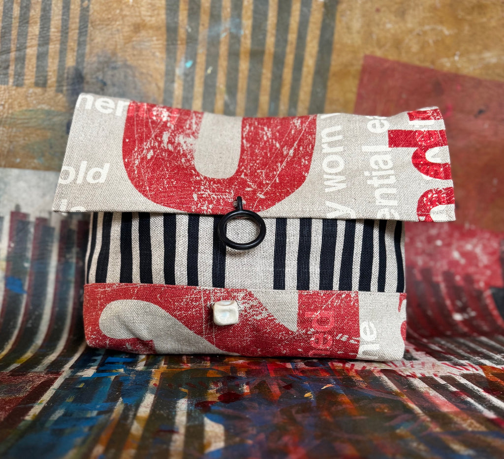 Paterson Project Pouch - Words Red Rust + Boardwalk Indigo Black