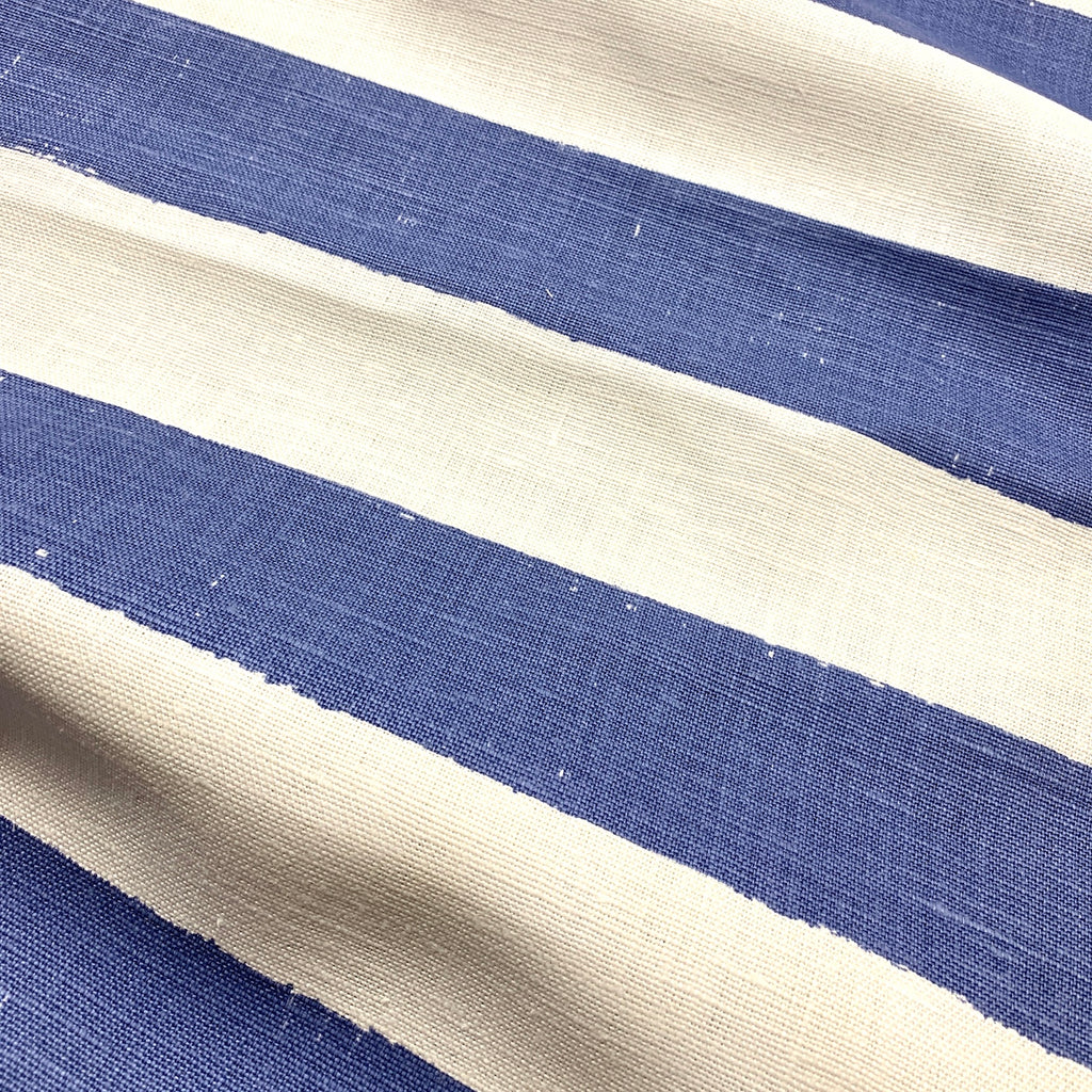Bar Stripe Sailor Blue - heavyweight linen cut piece 110cm x 138cm