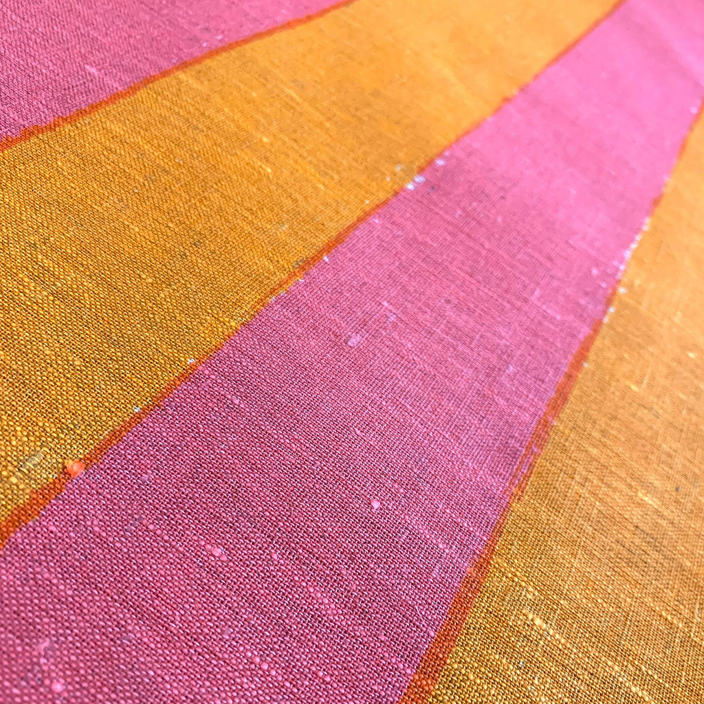 Floorboard Stripe Pink Orange midweight linen cut piece - 75cm x 150cm