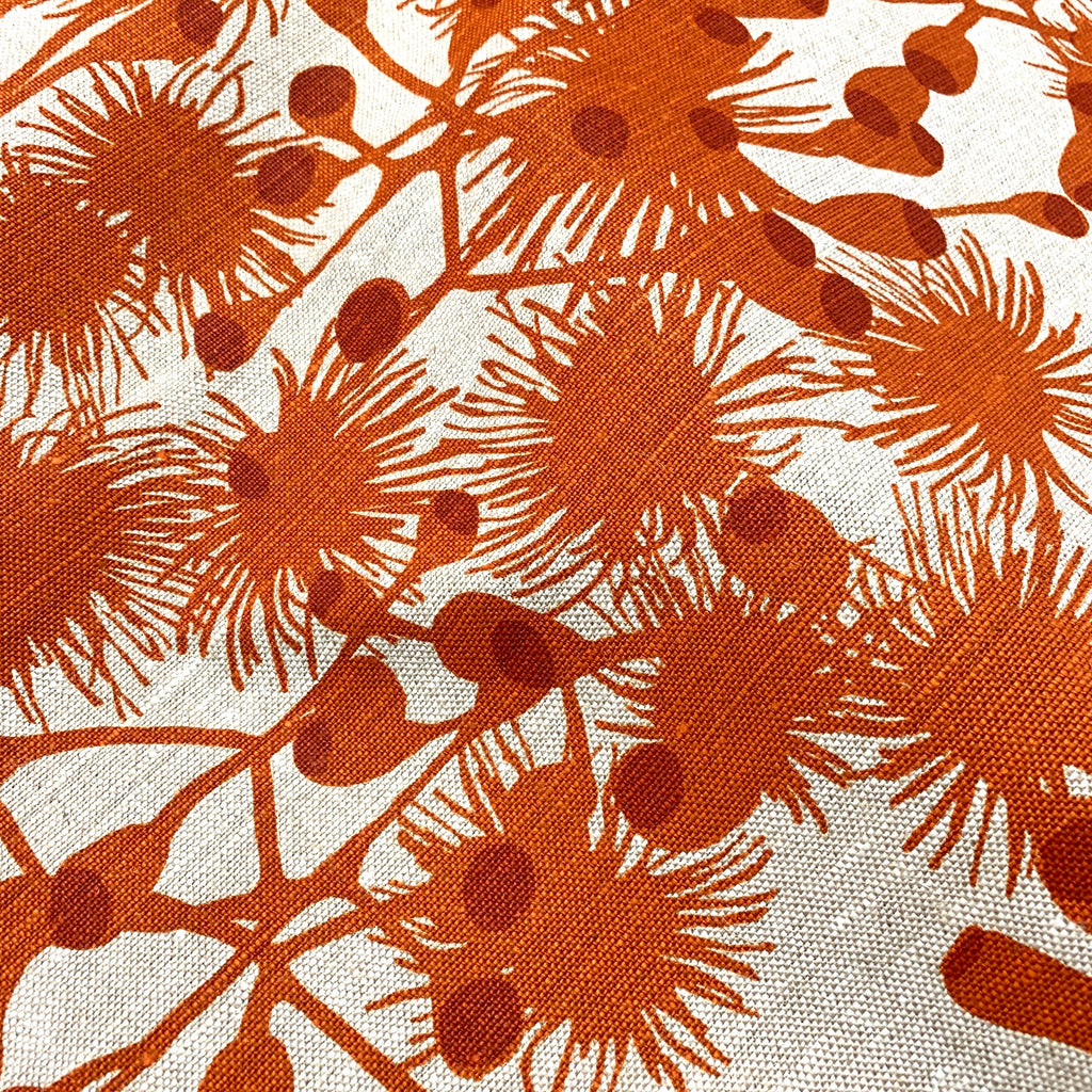 Gumblossom Copper - heavyweight linen cut piece 89cm x 138cm