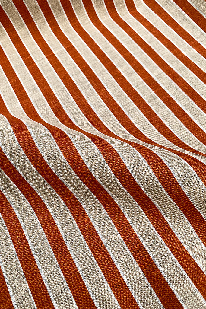 Stripes Copper Sand #80 - midweight linen on the roll