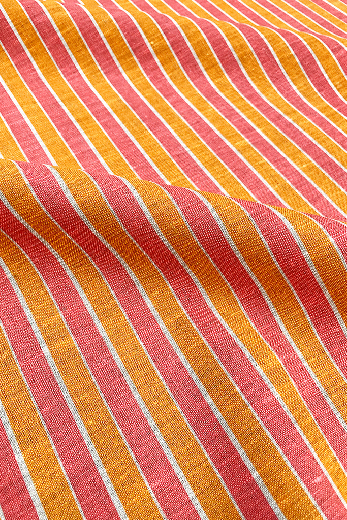 Stripes Pink Orange #84 - midweight linen on the roll