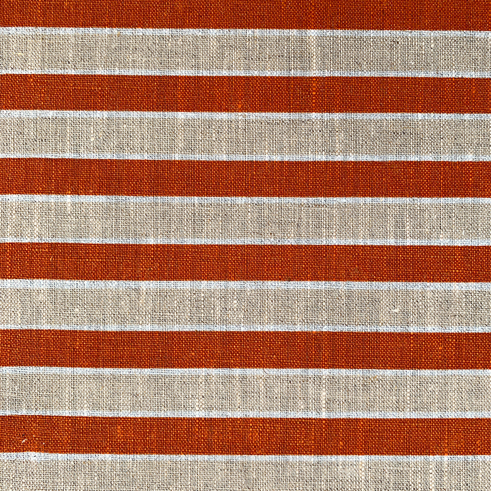 Stripes Copper Sand #80 - midweight linen on the roll