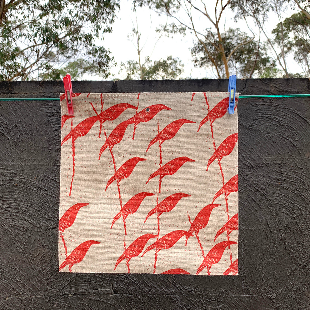 Swatch book piece Currawong Red